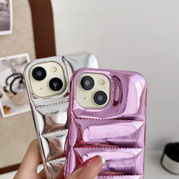 Silver Quilted Metallic Phone Case - 4