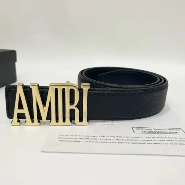 Amiri Logo Buckle Leather Belt Black - 1