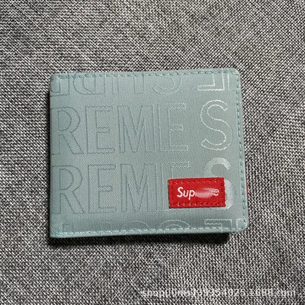 Supreme Logo Print Black Short Wallet - 4