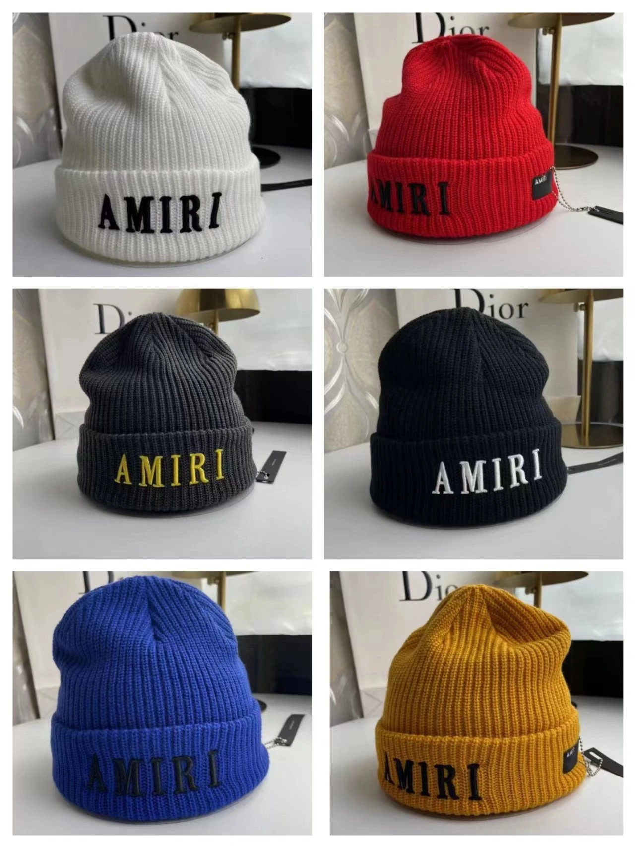 AMIRI Hats Ribbed cuffed knit beanie with embroidered three-star design image 2