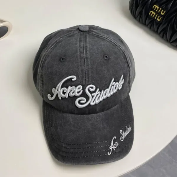 Acne Studios Washed Black Embroidered Baseball Cap - 7