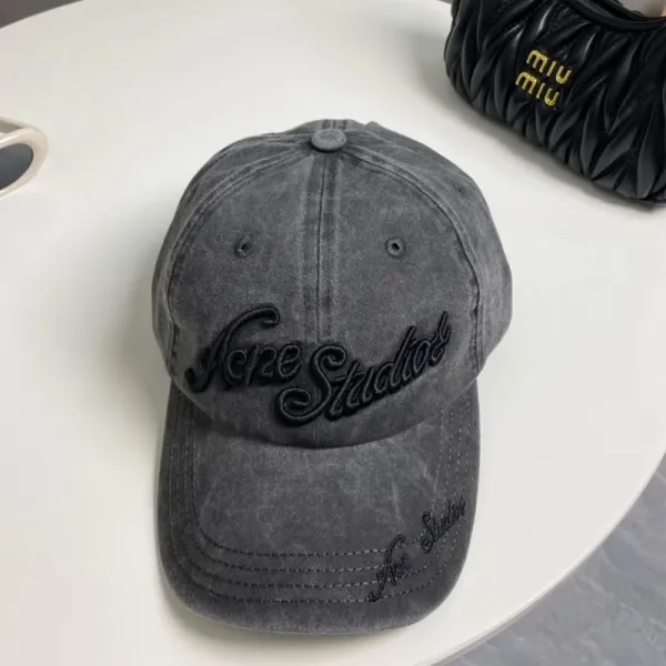 Acne Studios Washed Black Embroidered Baseball Cap - 8