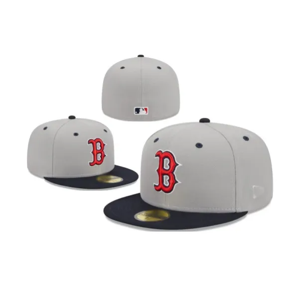 New Era Boston Red Sox 59FIFTY Gray Navy Baseball Cap - 1