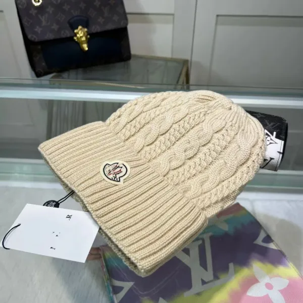 Moncler Cable Knit Beanie White Hat - 14