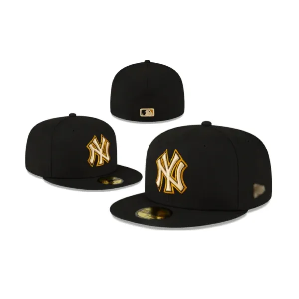 New Era MLB New York Yankees 59FIFTY Black Gold Embroidered Baseball Cap - 1