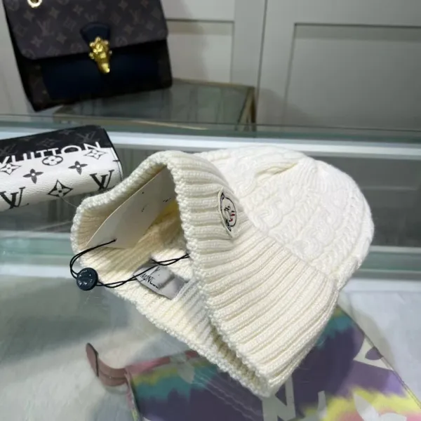 Moncler Cable Knit Beanie White Hat - 11
