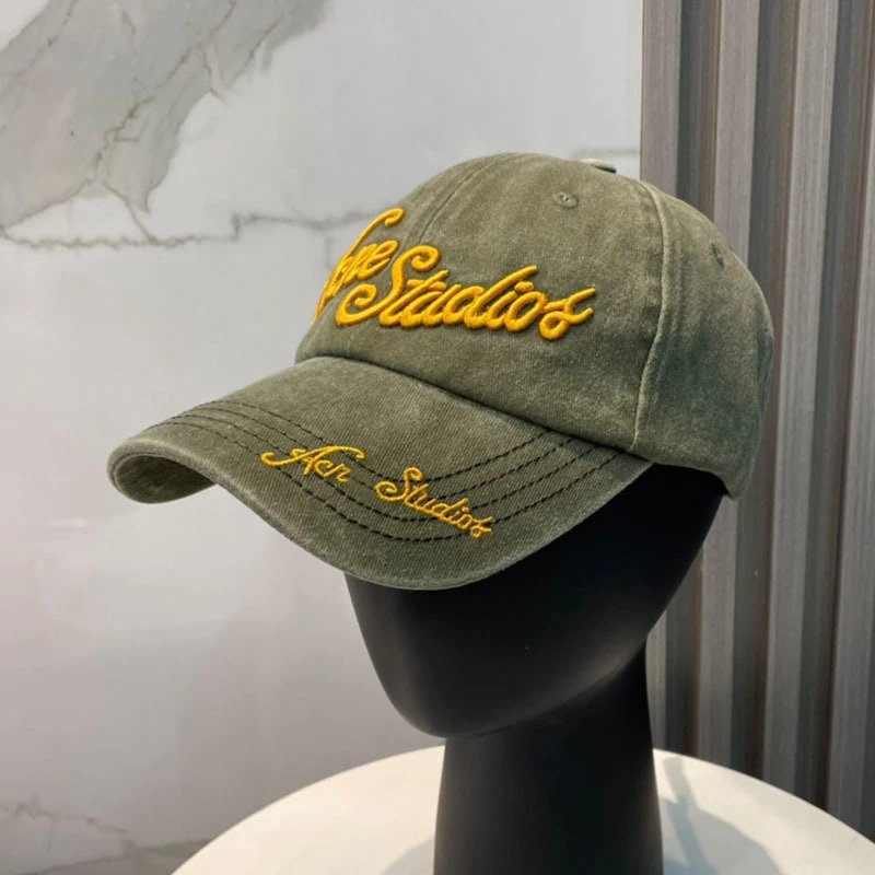 Acne Studios Washed Black Embroidered Baseball Cap - 2