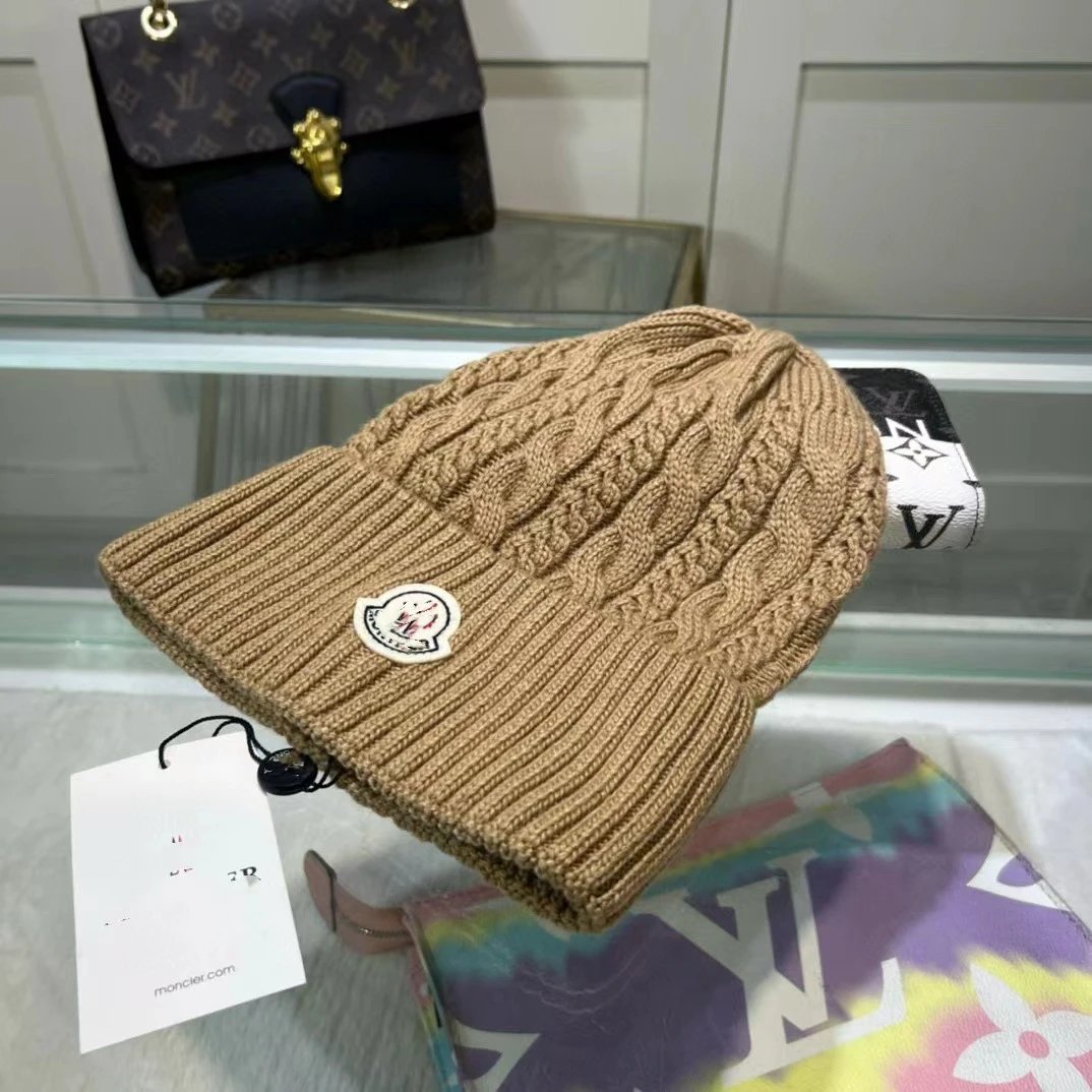 Moncler Cable Knit Beanie White Hat - 5