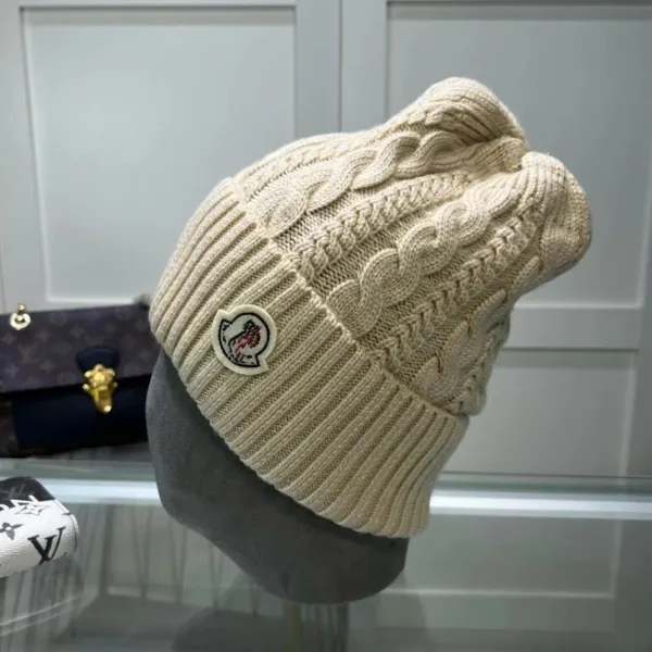 Moncler Cable Knit Beanie White Hat - 13