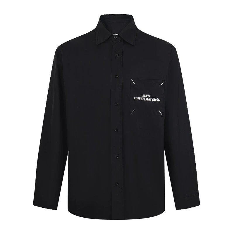 MM6 Shirt Upside Down Logo Print Black