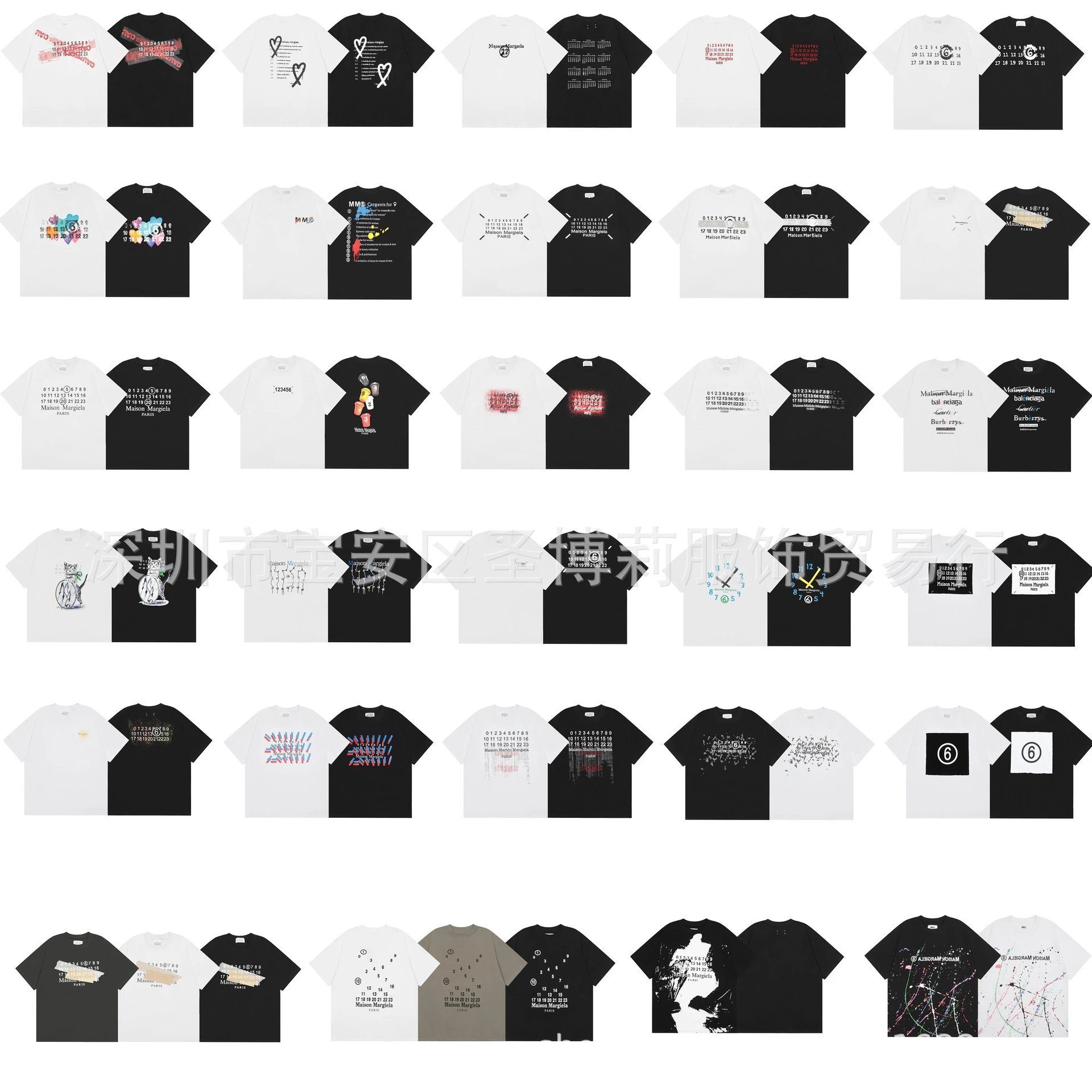 Cross border Maison Margiela digital print MM6 pure cotton high-quality men's t-shirt and women's short sleeved trend