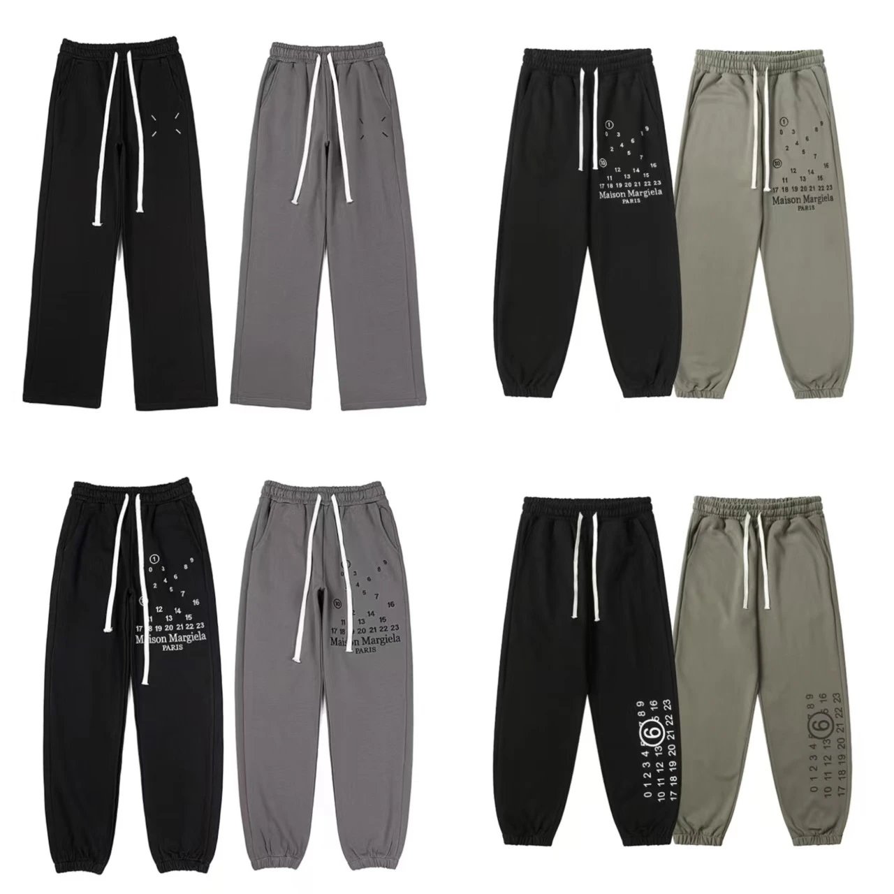 MM6 Maison Margiela 2024 Fall/Winter New Unisex Casual Embroidered Terry Sweatpants - Trendy Streetwear