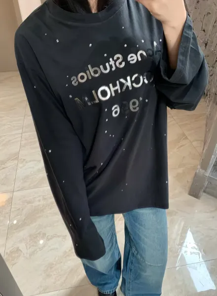 Acne Studios Stockholm 196 Mirror Silver Graphic Long-Sleeve T-Shirt - 9