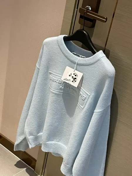 Alexander Wang Embossed Logo Crewneck Sweater Light Blue - 3