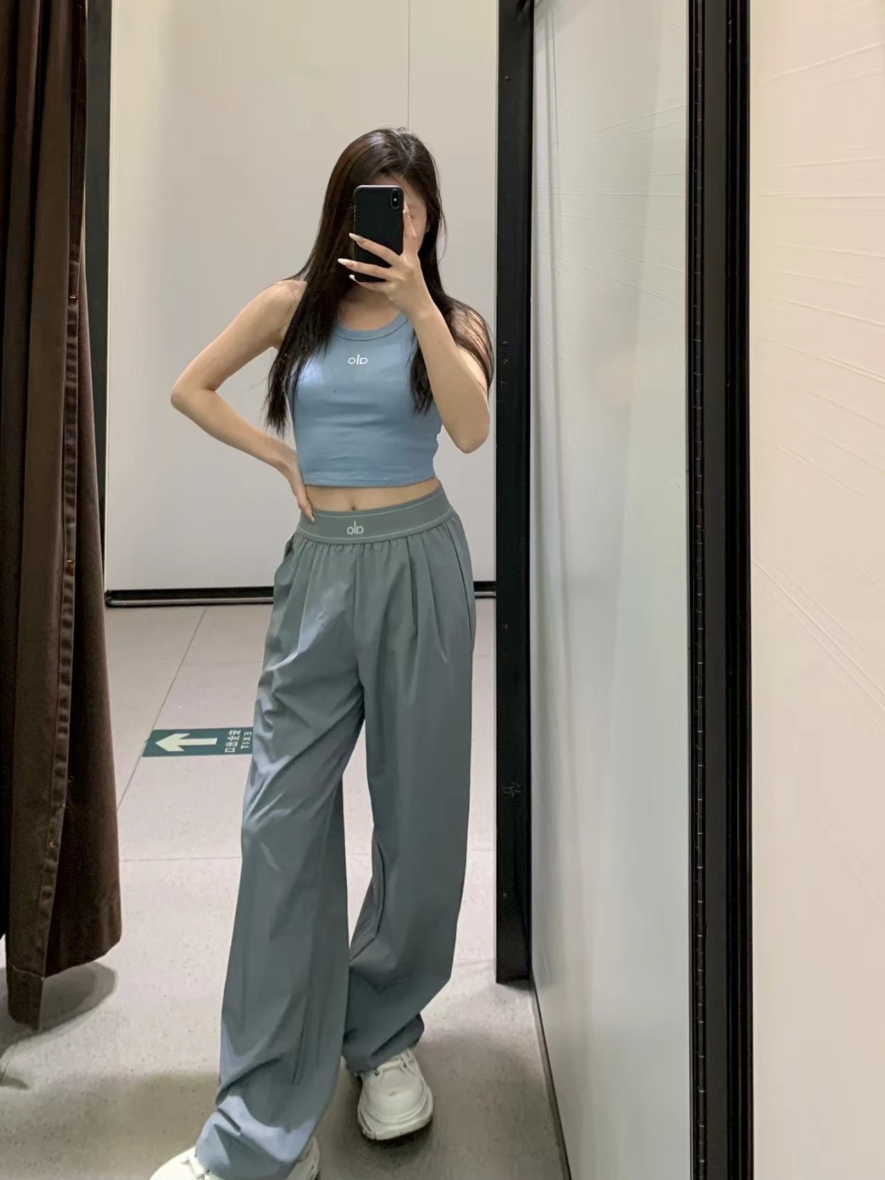 Olivia Palermo x olb Crop Tank Top and Logo Waistband Sweatpants Set Black/White - 7