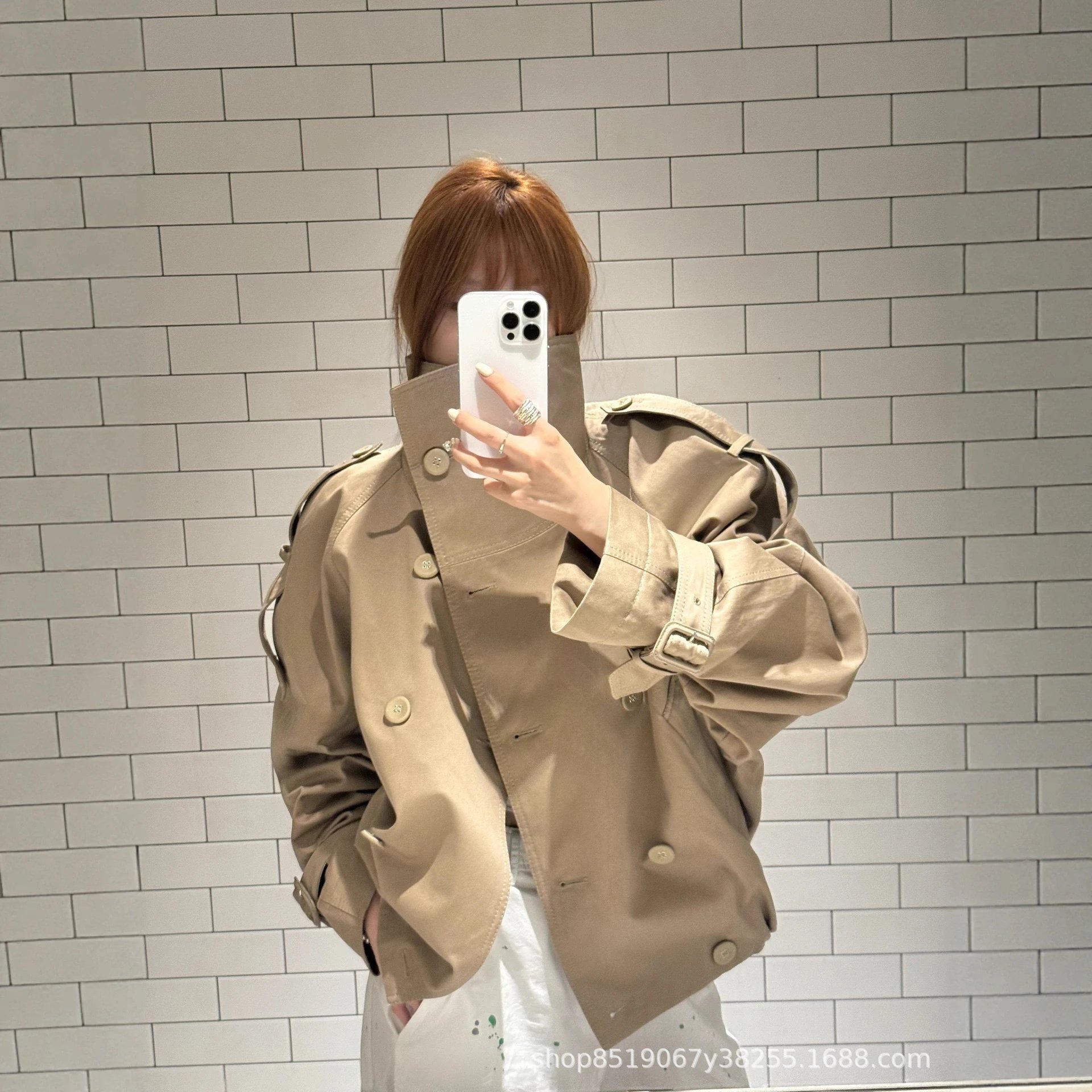 Khaki Double-Breasted Trench Coat