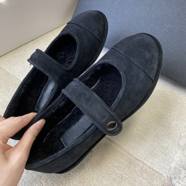 Gucci Horsebit Loafer Slippers Black Faux Suede Shearling-Trimmed Slip-Ons - 21