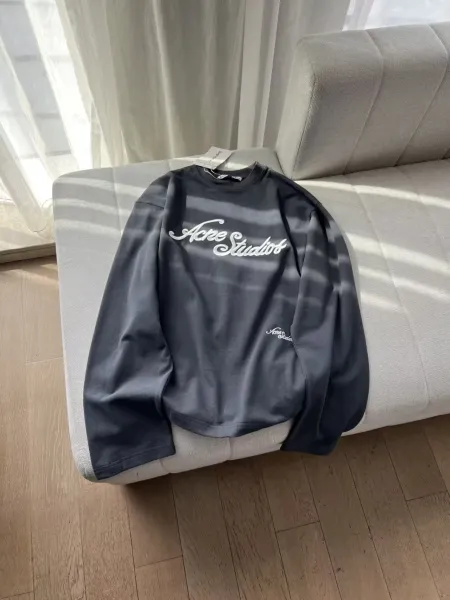 Acne Studios Script Logo Oversized T-Shirt Gray - 4