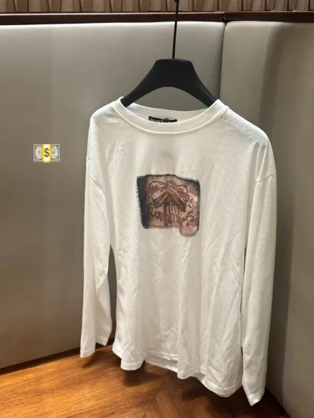 Acne Studios Leather Patch Graphic T-Shirt White - 3