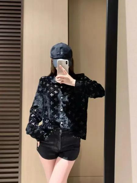 Chrome Hearts Cross Pattern Velvet Shirt Black - 10