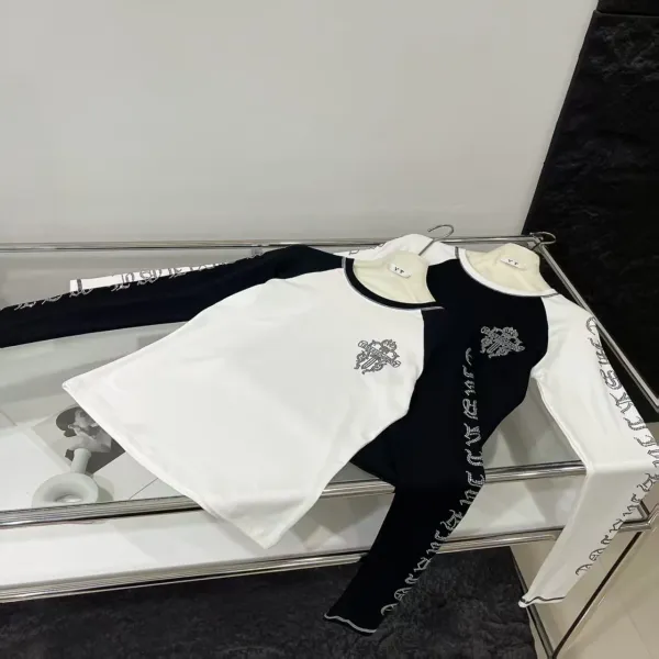 Chrome Hearts x Custom Long Sleeve Tee White/Black with Cross Embroidery Jeans - 6