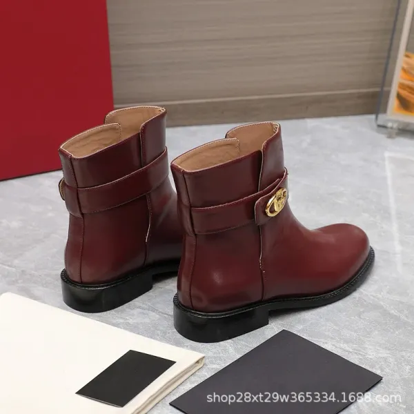 Valentino Garavani VLogo Knee-High Boots Burgundy Leather Boots - 10