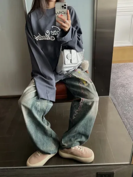 Acne Studios Script Logo Oversized T-Shirt Gray - 7