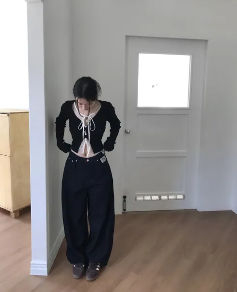 Fakuna Matar Black Wide-Leg Denim Jeans - 18