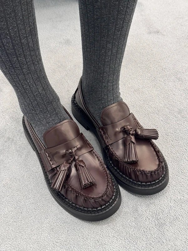 Prada Tassel Loafers Black Leather Shoes - 2