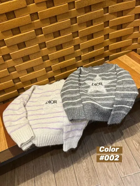 Dior Striped Star Embroidery Sweater Gray and Lilac - 3