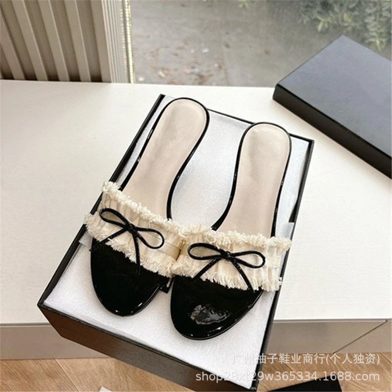Chanel-Style Butterfly Bow Strappy Sandal