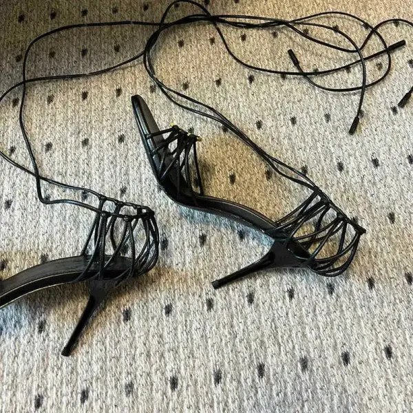 Saint Tears Lace-Up Strappy Stiletto Heels Black - 9