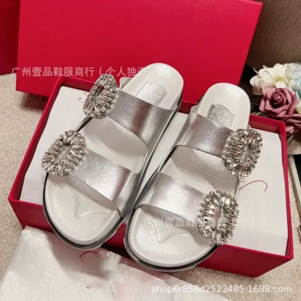 Dior J'Adior Slide Silver Crystal-Embellished Slippers - 4