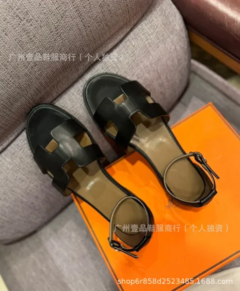 Hermès Oran Sandals Denim Blue Leather Sandals - 11