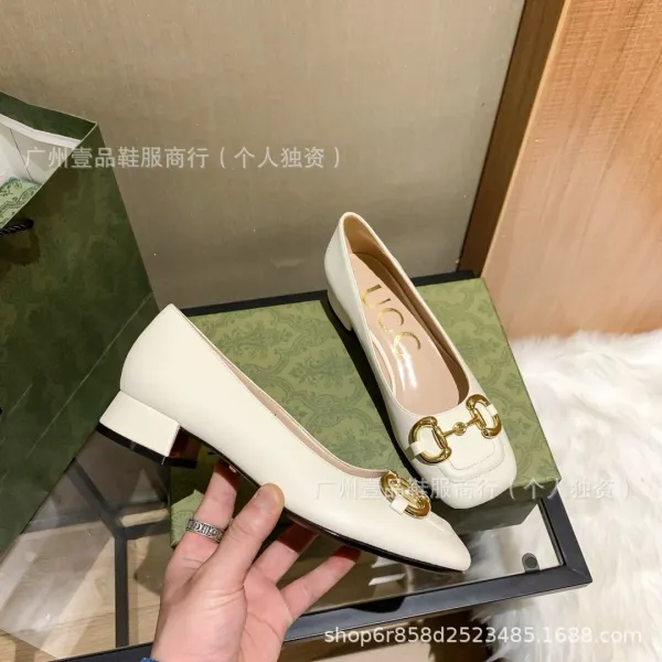 Gucci Horsebit Mary Jane Block Heel White Patent Leather Shoes - 21