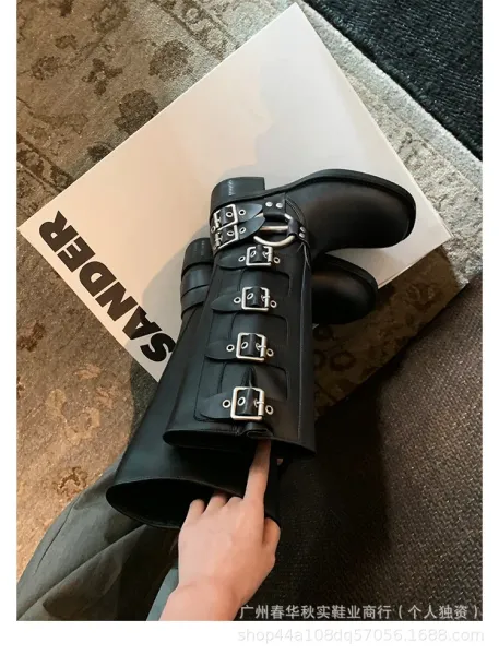 Brown Motorcycle-Style Buckle Boot - 14