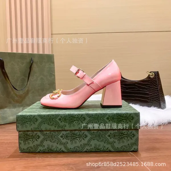 Gucci Horsebit Mary Jane Block Heel White Patent Leather Shoes - 30