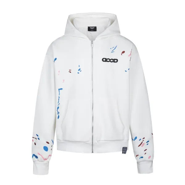 GOOD Paint Splatter Zip-Up Hoodie Black - 9