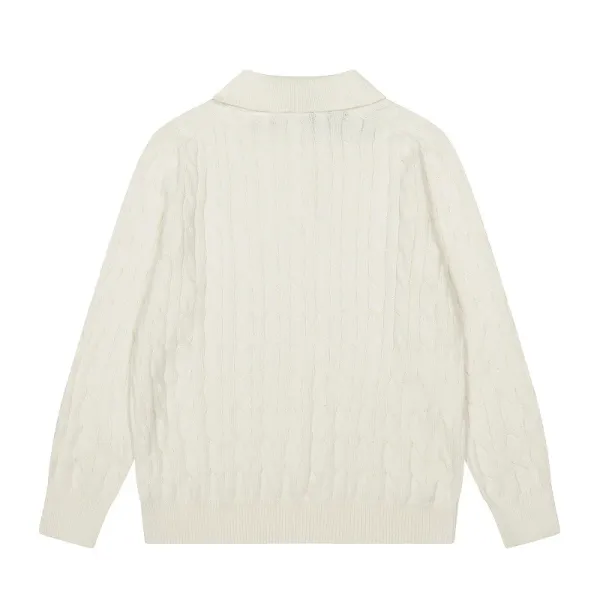 Ralph Lauren Cable Knit Polo Sweater Cream - 4