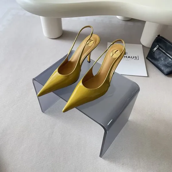 Saint Tears Pointed-Toe Slingback Heels Mustard Yellow - 4