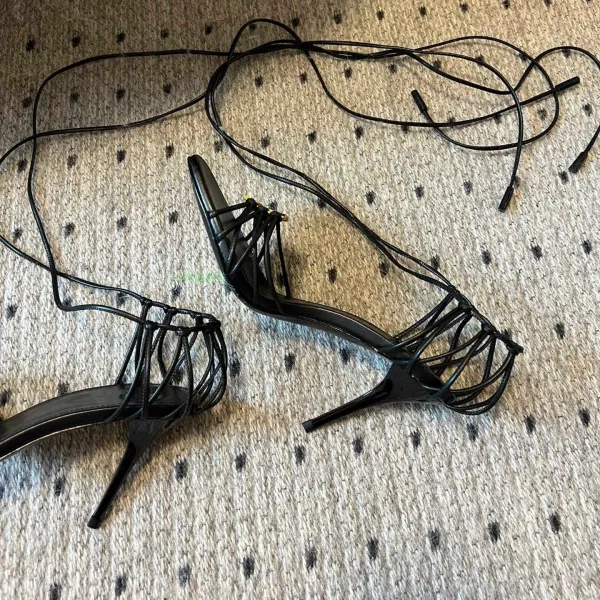 Saint Tears Lace-Up Strappy Stiletto Heels Black - 4