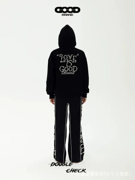 Design Pearl-Embellished Wide-Leg Sweatpants Navy - 24