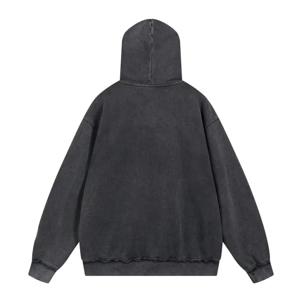 Balenciaga Fashion Designer Distressed Denim Hoodie Black - 10
