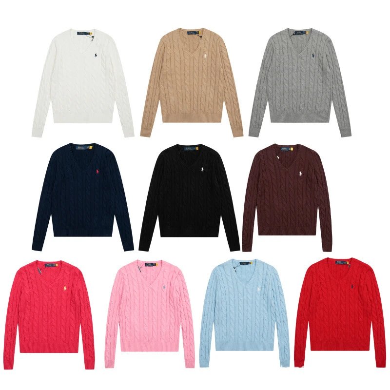 Polo Ralph Lauren Cable Knit V-Neck Sweater Light Blue - 4