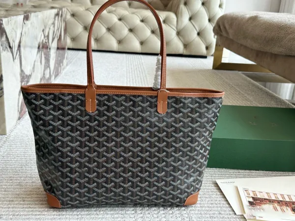 Goyard Saint Louis Tote Blue Canvas Handbag - 3