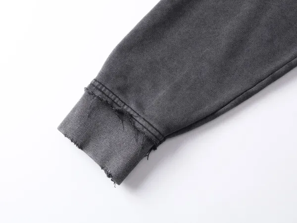 Balenciaga Fashion Designer Distressed Denim Hoodie Black - 18