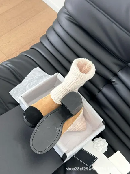 Chanel Knit-Top Ankle Boots Black - 7