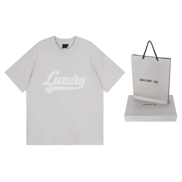 BALENCIAGA Luxury Script Logo T-Shirt Gray - 7