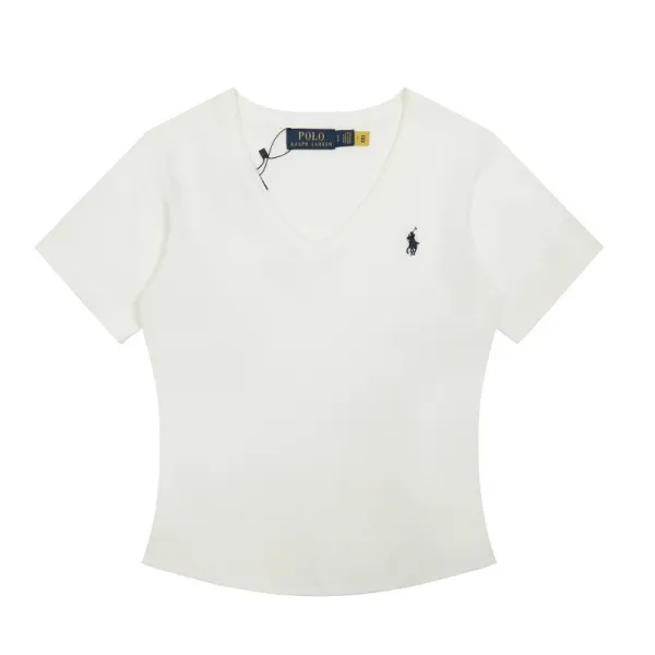 Polo Ralph Lauren V-Neck Ribbed T-Shirt Pink - 4