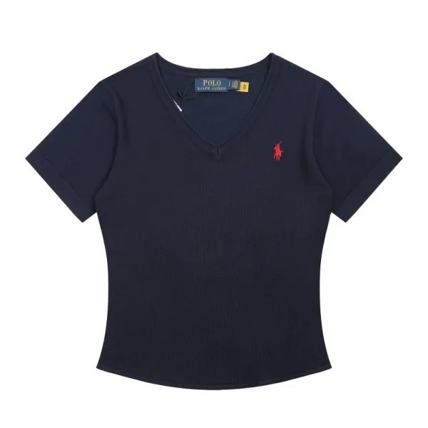 Polo Ralph Lauren V-Neck Ribbed T-Shirt Pink - 21
